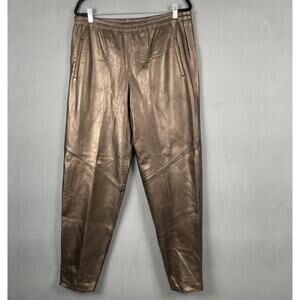 Norma Canada Leather Pants Womens Waist 34 Bronze Metallic Joggers Pockets